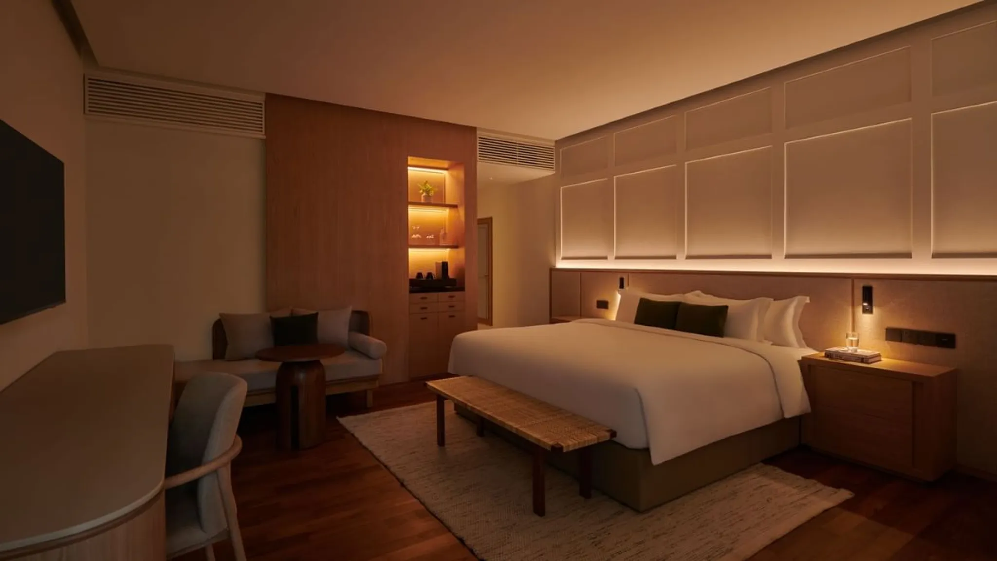 countryard suite bedroom night